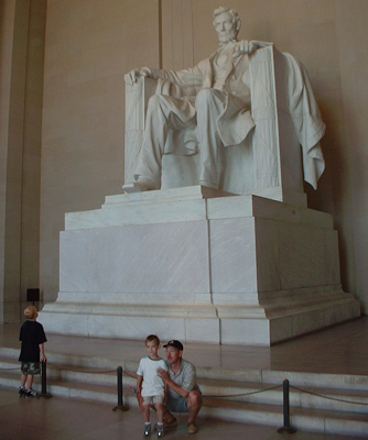 The Lincoln Memorial Statue. The little boy admiring